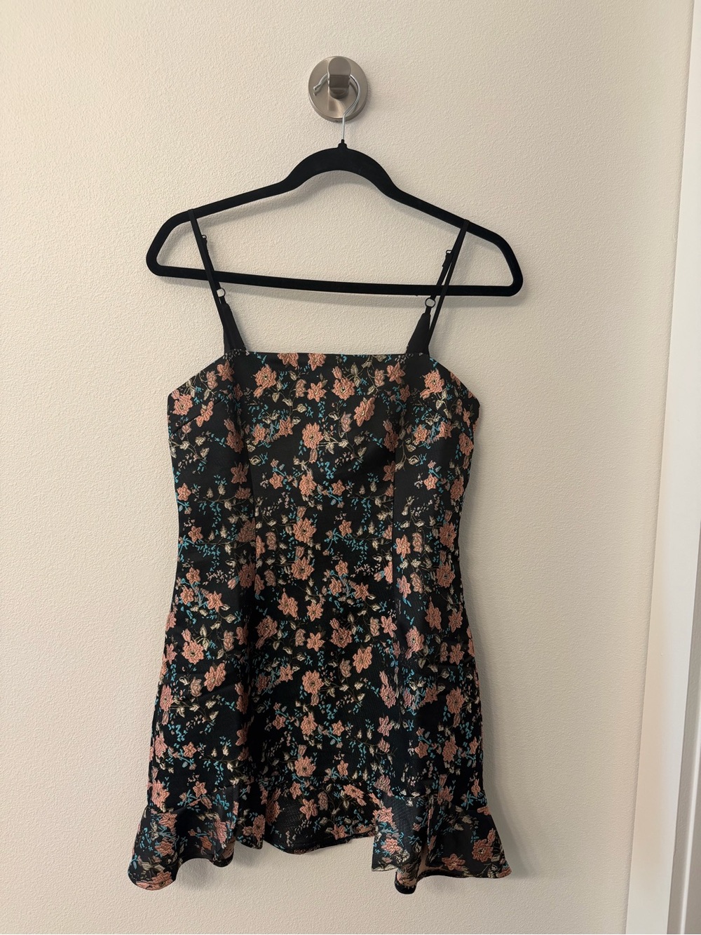 superdown Black Mini Dress with Blush Floral Print